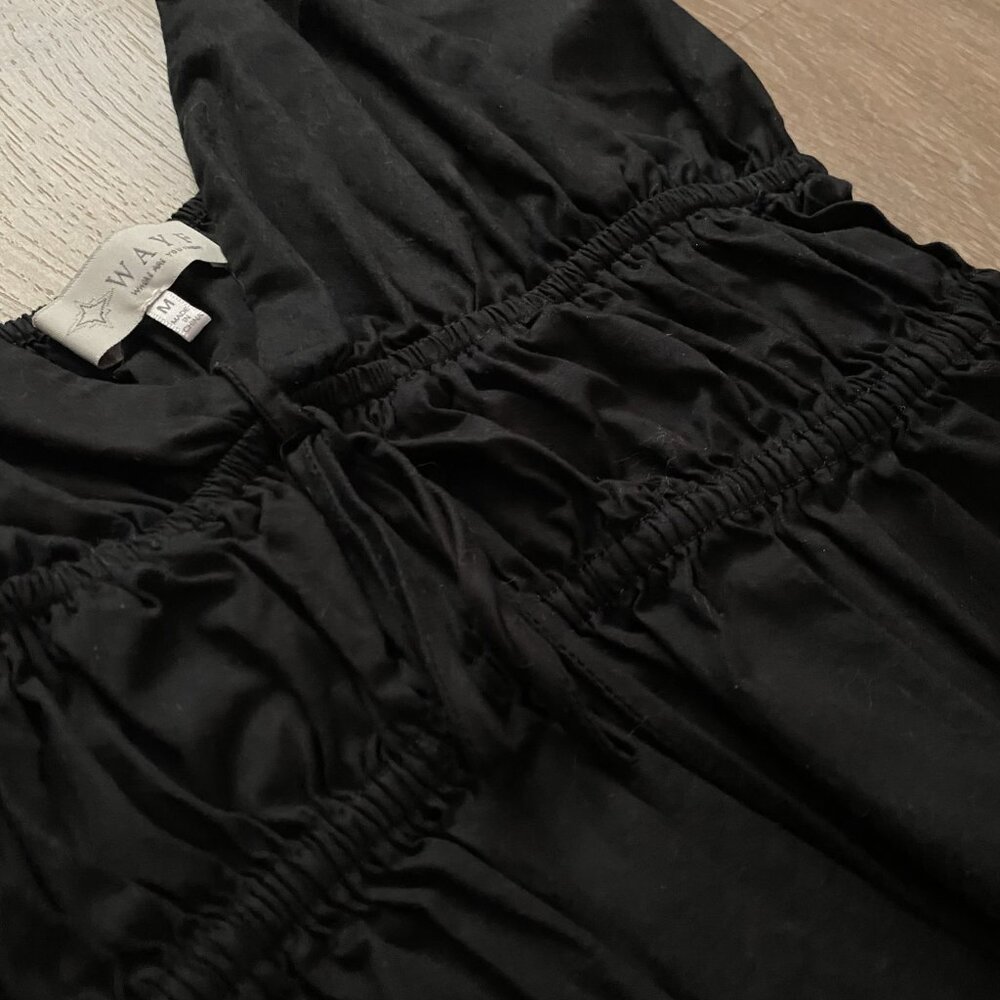 WAYF Black Peplum Cami Top Spaghetti Strap Shirred Tank - Picture 4 of 4